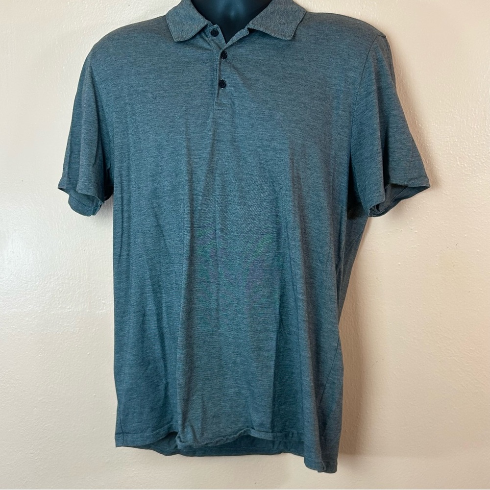 Vince Gray Pin Stripe 100% Pima Cotton Polo Shirt Men L Preppy